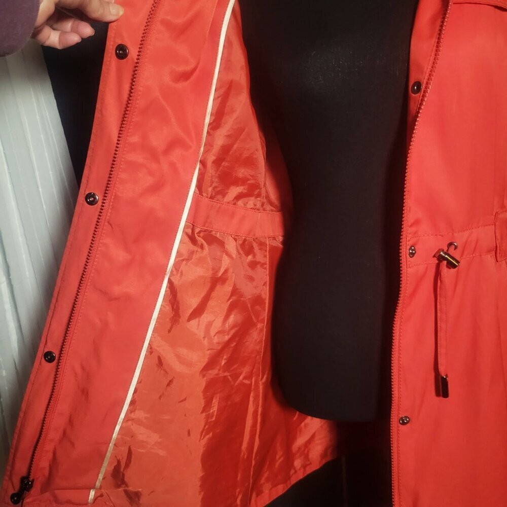 Laundry by Shelli Segal - Dk Orange Cinch Waist Water Resistant Jacket - Size S - Picture 8 of 16